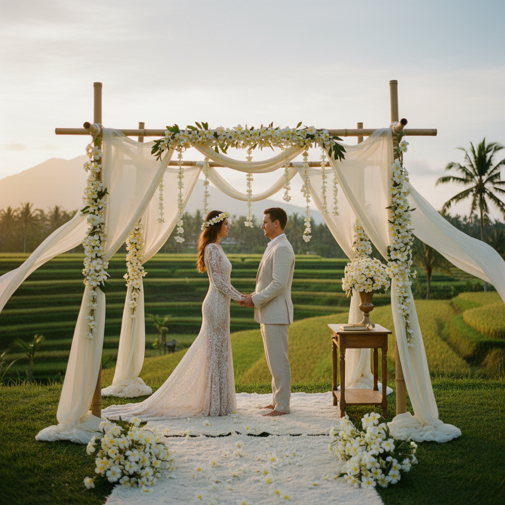 Bali luxury honeymoon private villa with infinity pool overlooking ocean at sunset for seven day intimacy itinerary planning service Uluwatu cliff